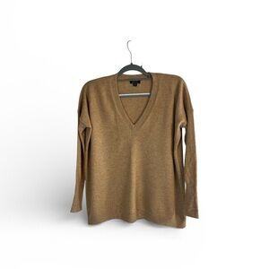 J. Crew 100% Cashmere Oversized V Neck Sweater Tan Camel Soft Luxe Women’s XS